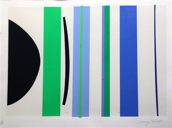 § Terry Frost (1951-2003) Blue and Green Verticals 20 x 26in.